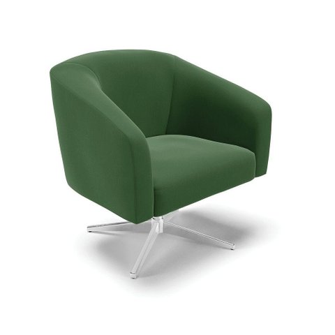 Cadeira Sala de Jantar Giratória Base Cromada Stella Suede D03 - D'Rossi Cor Verde