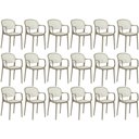 Ver imagem 1 de Kit 18 Cadeiras de Jantar Roma Prática com Braços para Sala e Cozinha - Branco/cinza Escuro