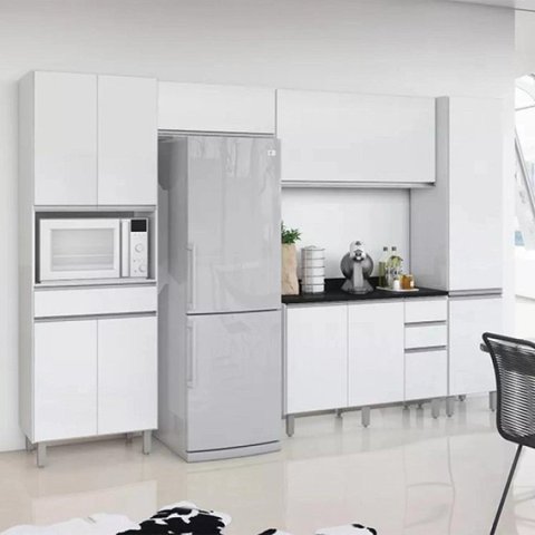 Cozinha Compacta Modulada 5 Peças 10 Portas 4 Gavetas Top Class Branco