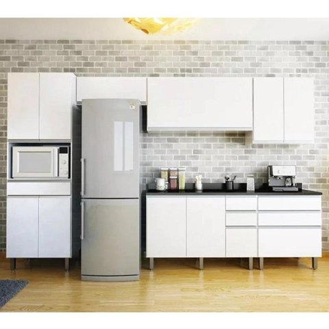 Cozinha Compacta Modulada 6 Peças 10 Portas 7 Gavetas Top Class Branco