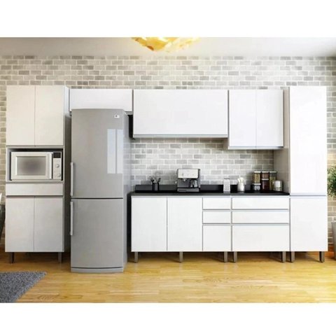 Cozinha Compacta Modulada 7 Peças 12 Portas 7 Gavetas Top Class Branco