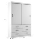 Ver imagem 4 de Guarda Roupa Casal 2 Portas de Correr 6 Gavetas Veneza Yescasa Branco