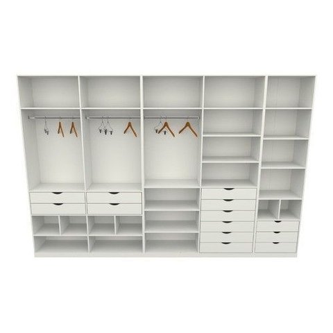 Kit Closet Armário Colmeia Roupeiro Cabideiro M74 100% Mdf Vetorial Móveis Branco