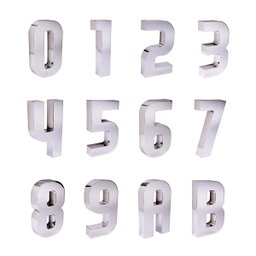Números e Letras Residenciais / Comerciais Cromado 3D 19cm:9 - 2