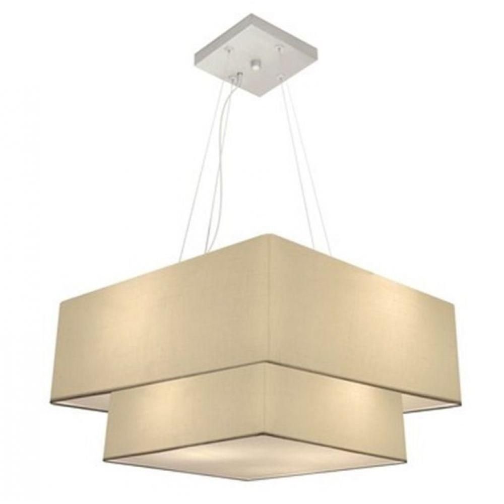 Lustre Duplo Quadrado Md-4346 70x60cm Bivolt Algodão Crú - 2