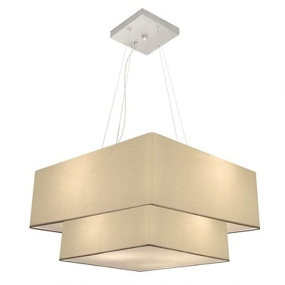 Lustre Duplo Quadrado Md-4346 70x60cm Bivolt Algodão Crú - 1