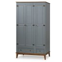 Ver imagem 1 de Guarda Roupa Solteiro Madeira Maciça Rústico 3 Portas 2 Gavetas Cinza - Apaixone & Decore
