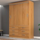 Ver imagem 1 de Guarda Roupa Casal 2 Portas de Correr 6 Gavetas Veneza Yescasa Amarelo/Cinnamomo