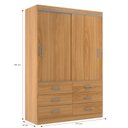 Ver imagem 4 de Guarda Roupa Casal 2 Portas de Correr 6 Gavetas Veneza Yescasa Amarelo/Cinnamomo