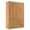 Ver imagem 3 de Guarda Roupa Casal 2 Portas de Correr 6 Gavetas Veneza Yescasa Amarelo/Cinnamomo