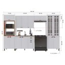 Ver imagem 3 de Cozinha Modulada 5 Peças Torre Quente Cristaleira Balcão sem Tampo 2 Aéreos 100% MDF com Vidro Bari