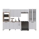 Ver imagem 2 de Cozinha Modulada 5 Peças Torre Quente Cristaleira Balcão sem Tampo 2 Aéreos 100% MDF com Vidro Bari