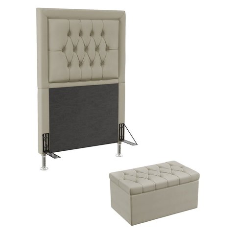 Kit Cabeceira Decorativa Para Cama Box Antares Calçadeira Sagitarius 90 Cama Solteiro Couro Artifici