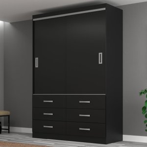 Guarda Roupa Casal 2 Portas de Correr 6 Gavetas Veneza Premium Yescasa