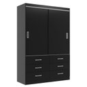 Ver imagem 3 de Guarda Roupa Casal 2 Portas de Correr 6 Gavetas Veneza Premium Yescasa Preto