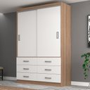 Ver imagem 1 de Guarda Roupa Casal 2 Portas de Correr 6 Gavetas Veneza Premium Yescasa Marrom/Demolição/Branco