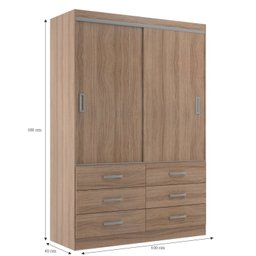 Guarda Roupa Casal 2 Portas de Correr 6 Gavetas Veneza Yescasa - 4