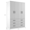 Ver imagem 4 de Guarda Roupa Casal 4 Portas 6 Gavetas Treviso Yescasa Branco