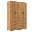 Ver imagem 4 de Guarda Roupa Casal 4 Portas 6 Gavetas Treviso Yescasa Amarelo/Cinnamomo