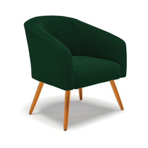 Poltrona Decorativa Pé Palito Castanho Stella Bouclê Verde D03 - D'Rossi