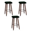 Ver imagem 1 de Kit 3 Banquetas Altas Quadradas Pés Madeira Modelo Paris:verde