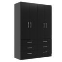 Ver imagem 3 de Guarda Roupa Casal 4 Portas 6 Gavetas Treviso Yescasa Preto
