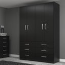 Ver imagem 1 de Guarda Roupa Casal 4 Portas 6 Gavetas Treviso Yescasa Preto