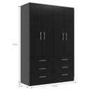 Ver imagem 4 de Guarda Roupa Casal 4 Portas 6 Gavetas Treviso Yescasa Preto