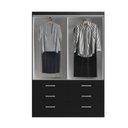 Ver imagem 2 de Guarda Roupa Casal 4 Portas 6 Gavetas Treviso Yescasa Preto