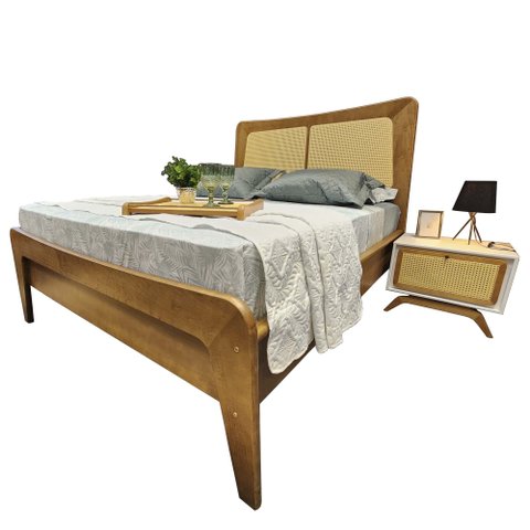 Cama Ricco Queen Madeira com Palhinha Imbuia