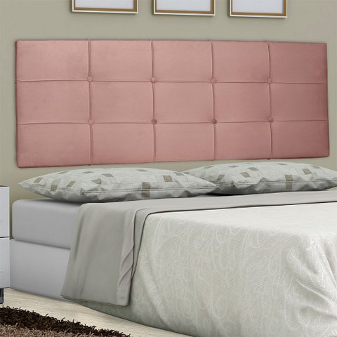 Cabeceira Painel Queen Lia Slim 160 Cm Suede Rose - MV Estofados