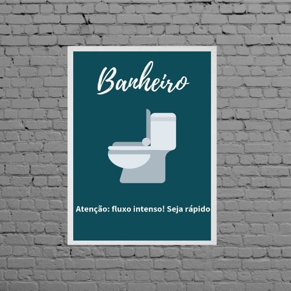 Quadro Sinalizador Banheiro Unissex Bar 33x24cm - com vidro:Madeira preta - 1