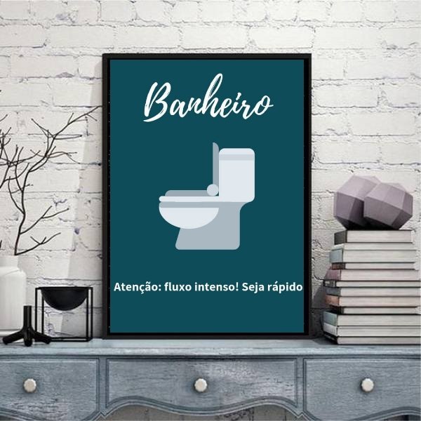 Quadro Sinalizador Banheiro Unissex Bar 33x24cm - com vidro:Madeira preta - 2