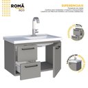 Ver imagem 6 de Gabinete para Banheiro em Aço 61,5cm Romã Cinza