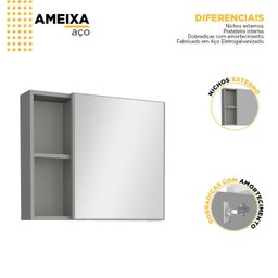 Espelheira para banheiro com Armário em Aço Ameixa  - 5