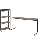 Ver imagem 1 de Kit Estante Areta 4 Prateleiras com Mesa Industrial Aspen 150cm C01 Carvalho Dark - Lyam Decor