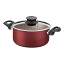 Ver imagem 3 de Kit com 2 Panela Tramontina Paris Antiaderente com Tampa de Vidro 18 Cm 20 Cm Vermelho