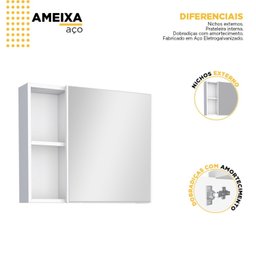 Espelheira para banheiro com Armário em Aço Ameixa  - 5