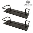 Ver imagem 4 de Kit Prateleira Suporte Porta Shampoo Preto Reto Fume 2 Uni.