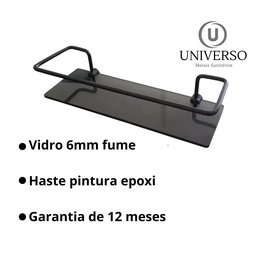 Kit Prateleira Suporte Porta Shampoo Preto Reto Fume 2 Uni. - 7
