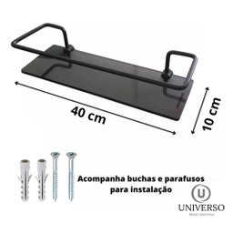 Kit Prateleira Suporte Porta Shampoo Preto Reto Fume 2 Uni. - 9