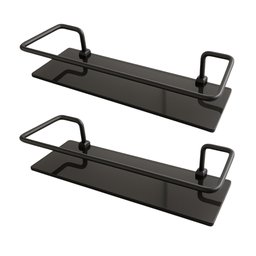 Kit Prateleira Suporte Porta Shampoo Preto Reto Fume 2 Uni. - 1