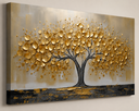 Ver imagem 3 de Quadro Árvore da Vida Dourada Luxo Elegante em Canvas 60x90
