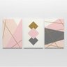Quadro Escandinavos Tons de Rosa Suave - Kit 3 Telas Estampado - 1