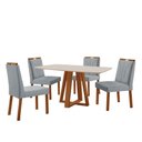 Ver imagem 1 de Conjunto Sala de Jantar Mesa Floripa 140x80cm Off White com 4 Cadeiras Luna Linho Cinza