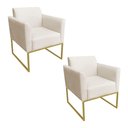 Ver imagem 1 de Kit 2 Poltronas Marisa Suede Bege Dourado D’Rossi