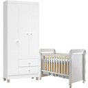 Ver imagem 1 de Berço Americano Mirelle e Guarda Roupa Ternura Baby 3 Portas Branco Brilho - Incorplac