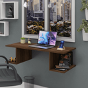 Ver imagem 1 de Mesa Suspensa Escrivaninha Computador 900x420 C/prateleiras - Nogal