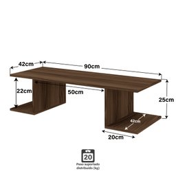 Mesa Suspensa Escrivaninha Computador 900x420 C/prateleiras - Nogal - 4