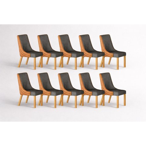 Kit 8 Cadeiras Maciça de Jantar Estofada Bella- Arbo Design